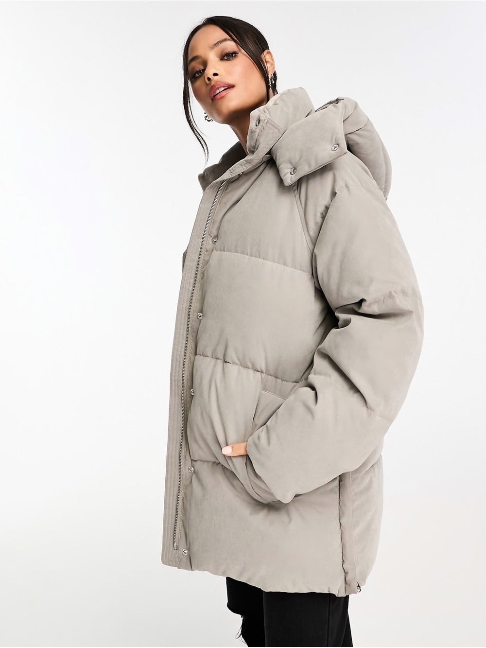 | abercrombie & fitch - light gray ultra puffer coat - medium |